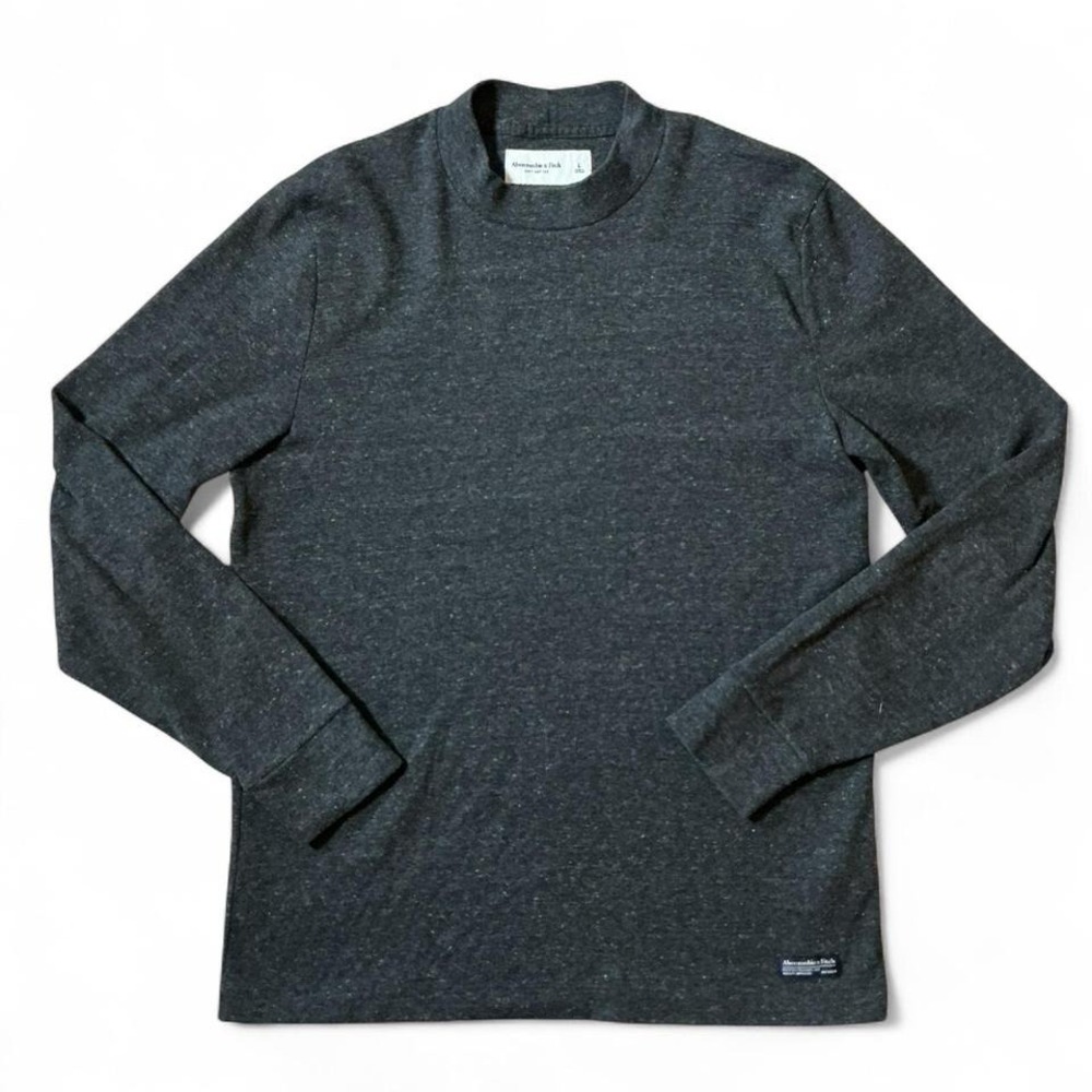 Abercrombie Fitch Mock Neck Long Sleeve Speckled Charcoal Gray Soft Tee‎ Shirt